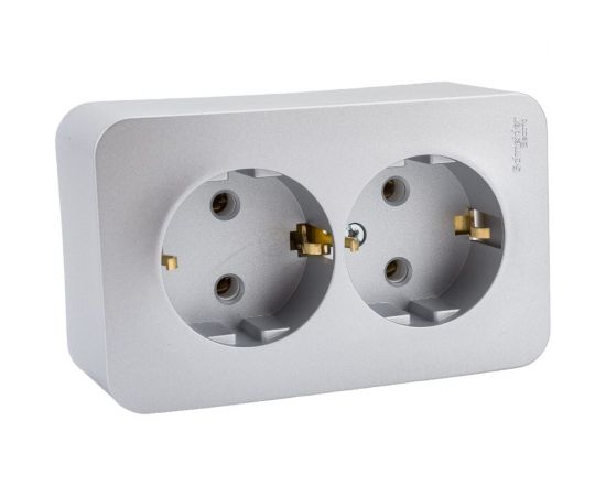 2-ая наружная розетка Schneider Electric Blanca Алюминий, с заземлением, без шторок, 16А, 250В SE BLNRA010213 – изображение 2