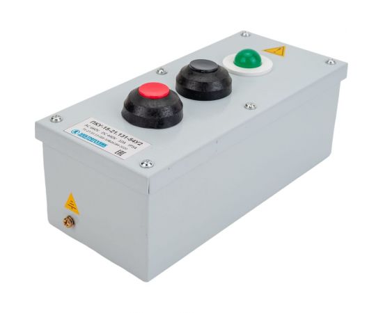 Пост управления Электротехник ПКУ-15-21.131-54У2 (1СКЛ11 зеленая, 220В + 1КЕ081/2(1з и 1р) черная + 1КЕ081/2(1з и 1р) красная + PG-19) ET008512 – изображение 2