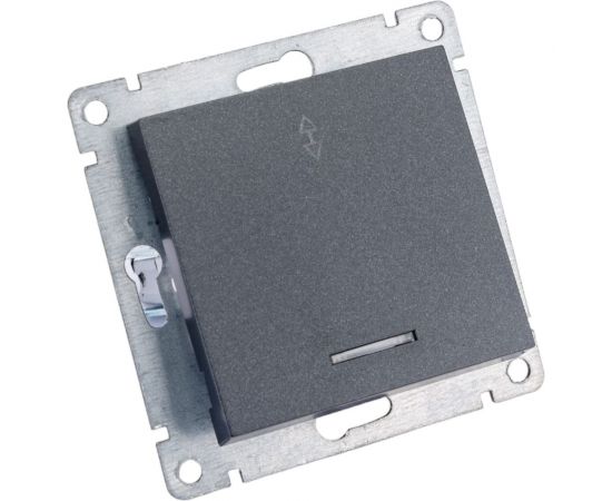 Одноклавишный проходной выключатель UNIVersal с подсветкой серия афина, с/у, 10а, 220в, графит еврослот A0125-Gr – изображение 2