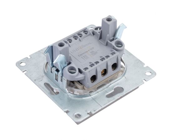 Одноклавишный выключатель UNIVersal с подсветкой серия афина, с/у, 10а, 220в, шампань еврослот A0121-Br – изображение 3