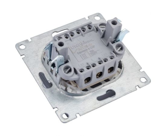 Одноклавишный проходной выключатель UNIVersal с подсветкой серия афина, с/у, 10а, 220в, графит еврослот A0125-Gr – изображение 3