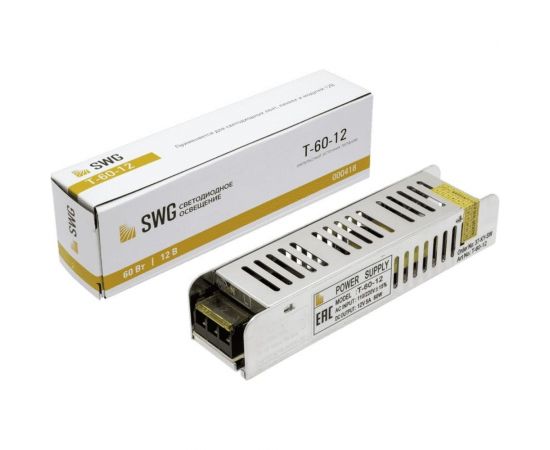 Компактный узкий блок питания SWG 60 W, 12V, T-60-12 00000000418 – изображение 3