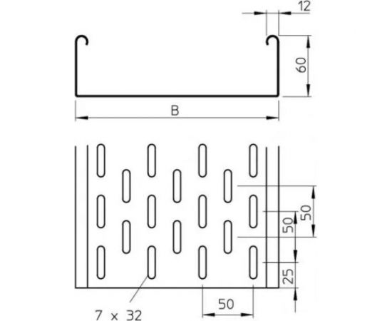 Кабельный перфорированный лоток OBO Bettermann LKS 60x600x3000 мм (аналог 50x600) 6048924 – изображение 3