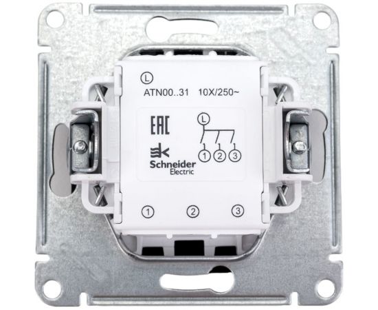 3-клавишный выключатель Schneider Electric AtlasDesign Карбон сх.1+1+1, 10АХ, механизм SE ATN001031 – изображение 3