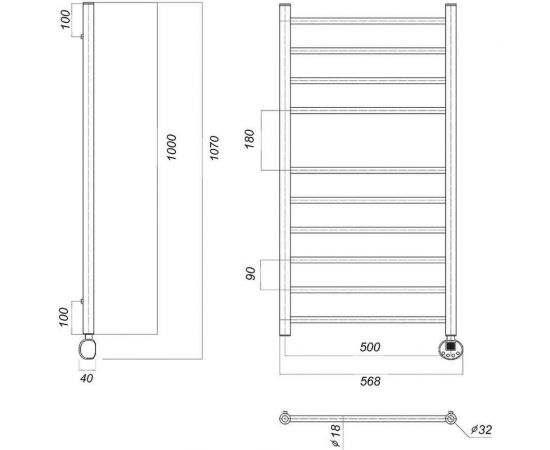 Электрический полотенцесушитель Domoterm Медея П10 500x1000 ER – изображение 4