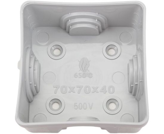 Распределительная коробка для открытой проводки Рувинил Тусо 74x74x40 мм серая 65006 – изображение 4