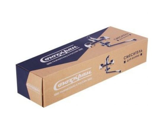 Смеситель для ванны СоюзКран с душем, плоский излив 35 см, керамический картридж 40 мм, хром, цинк SK09-I124 567-028 – изображение 5