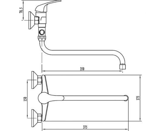 Смеситель для ванны СоюзКран с душем, круглый излив, 30 см, керамический картридж 35 мм, хром SK08-S102 566-383 – изображение 6