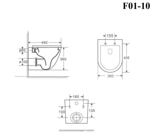 Унитаз подвесной безободковый белый с сиденьем с микролифтом BOND F01-10 – изображение 10