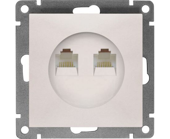 Компьютерная двухместная розетка UNIVersal серия афина с/у, 1а, rj45, жемчуг еврослот A1086-OBr 