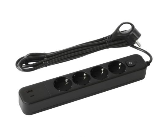 Сетевой фильтр ЭРА USF4es3m2xUSBACB с базовой защитой, с заземлением, с выключателем, 4 розетки 2xUSB AC Б0059574 