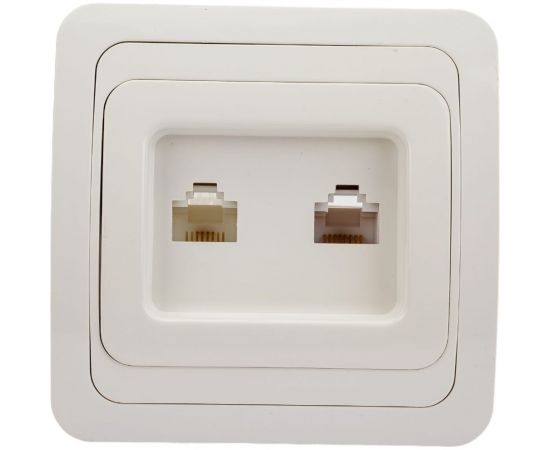 Розетка компьютерная RJ-45 + телефонная RJ-11, белая TDM Валдай SQ1804-0015 