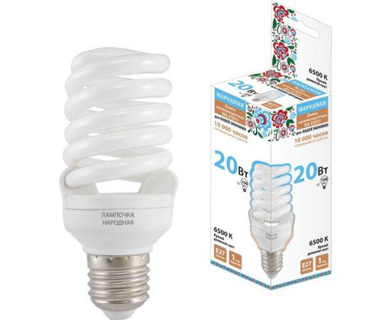 Люминесцентная лампа TDM НЛ-FST2-20 Вт-6500 К–Е27 48х115 мм SQ0347-0012 