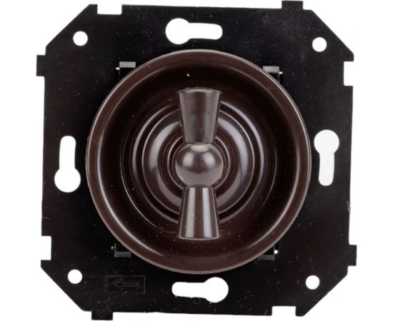 Одноклавишный выключатель Bironi, проходной, серия ""шедель"", скрытый монтаж, цвет коричневый B3-201-22 