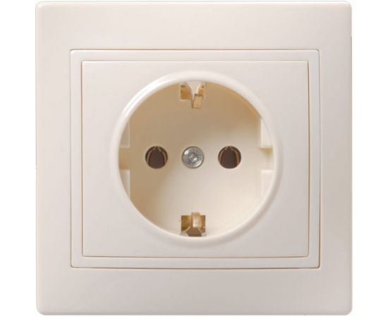 1-местная розетка IEK КВАРТА РСш10-3-ККм c заземлением, с защитными шторками, 16А, кремовый ERK11-K33-16-DM 