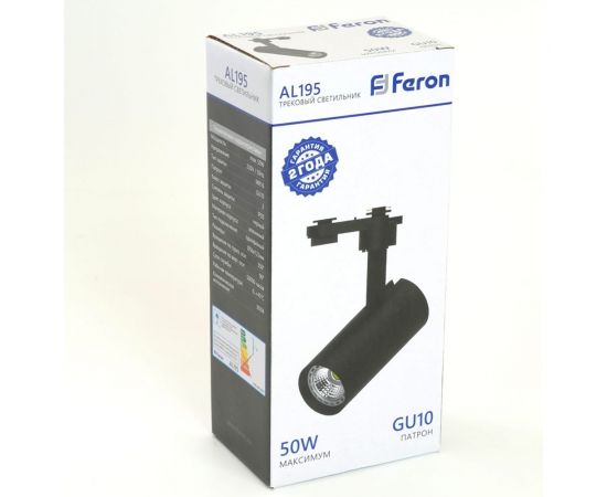 Трековый однофазный светильник на шинопровод FERON al195 под лампу gu10, черный, 48543 – изображение 12