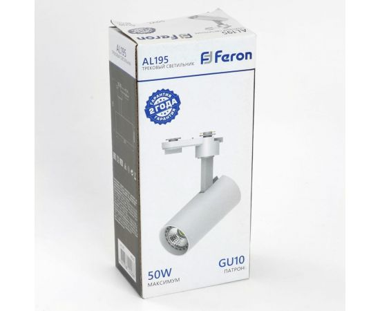 Трековый однофазный светильник на шинопровод FERON al195 под лампу gu10, белый, 48542 – изображение 14