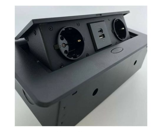 Выдвижной встраиваемый блок розеток Inrior выдвижная розетка, на 2 EURO розетки и 2 USB-A+C, черный, TORO-33-20 – изображение 2