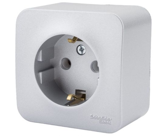 Наружная розетка Schneider Electric Blanca Алюминий, с заземлением, без шторок, 16А, 250В SE BLNRA010113 – изображение 2