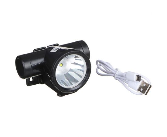 Налобный фонарь ЧИНГИСХАН 1 LED, 3 Вт, 7х8см, 2 режима, 1200мАч, USB кабель, пластик 221-018 – изображение 2