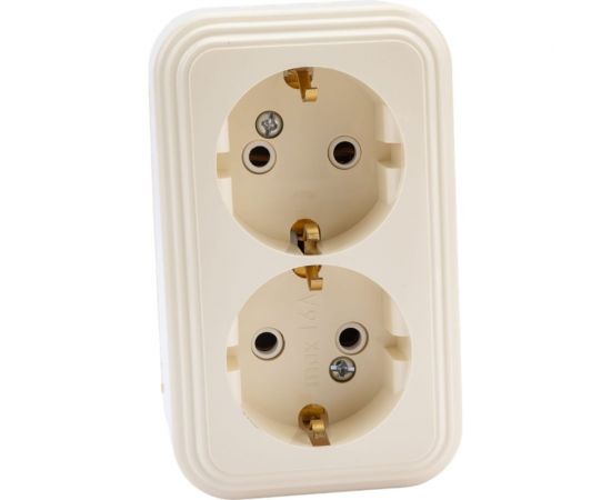 2-местная розетка STEKKER с заземляющим контактом, 250В, 16А, IP20, PST16-31-20 (RA 16-238-БЖ), слоновая кость 49056 – изображение 3