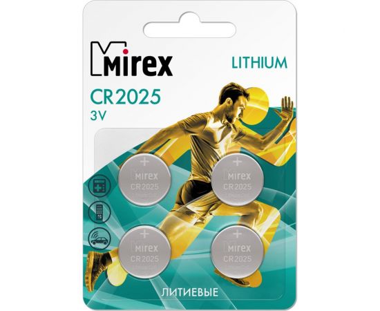 Литиевая батарея Mirex cr2025 3v 4 шт 23702-CR2025-E4 – изображение 3