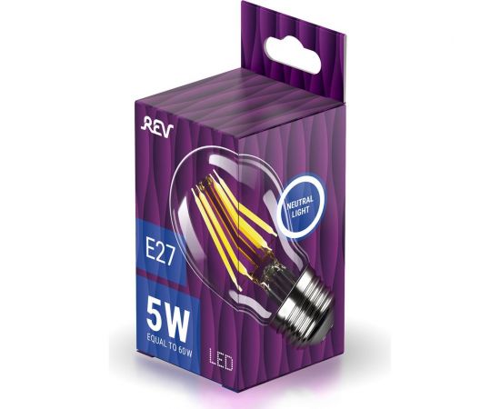 Светодиодная лампа REV FILAMENT груша A60 E27 5W, 4000K, DECO Premium 32481 2 – изображение 3