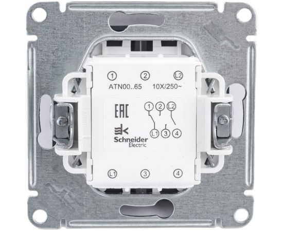 Переключатель Schneider Electric AtlasDesign Грифель 2-клавишный сх.6, 10АХ, механизм SE ATN000765 – изображение 4