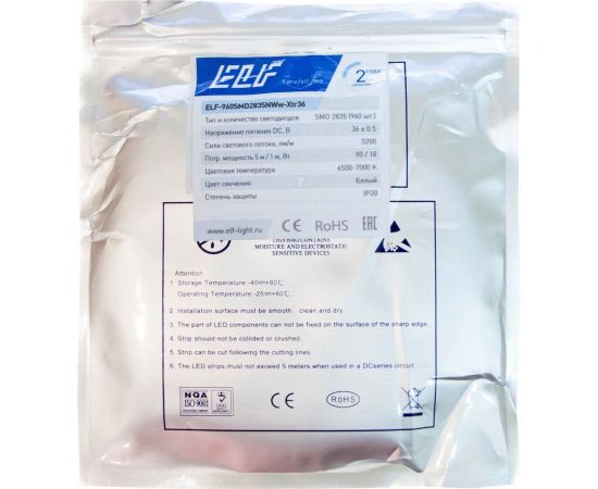 Светодиодная лента ELF 960SMD диодов (2835), 36В, 5м, ЭКСТРА, белый 6500-7000К ELF-960SMD2835NWw-Xtr36 – изображение 4