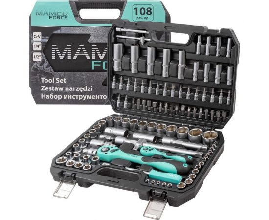 Набор инструментов profi 108пр. 1/4"",1/2""(6гр)(4-32мм) MAMEDFORCE MF-41082-5(54627) 