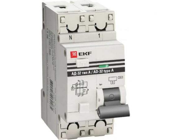 Дифференциальный автомат EKF PROxima АД-32 тип А, 1P+N, 63А/30мА, SQ DA32-63-30-a-pro 
