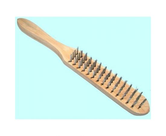 Зачистная щетка CNIC 5-ти рядная на деревянной колодке нержавеющая проволока d=0,35мм B005 SS 29744 