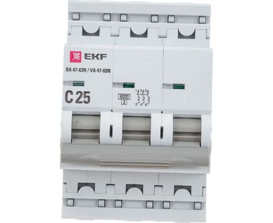 Автоматический выключатель EKF 3P 25А (C) 6кА ВА 47-63N PROxima M636325C 