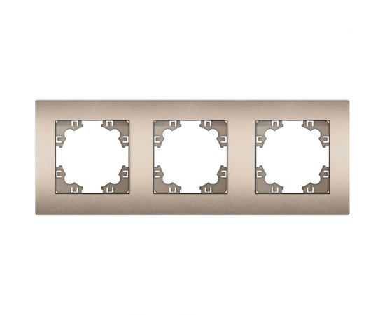Трехместная горизонтальная рамка UNIVersal серия афина шампань еврослот A0045-Br 