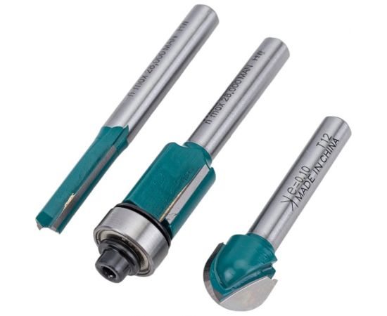 Набор фрез 3 шт. (пазовая, кромочная и для закругления) Makita D-30209 