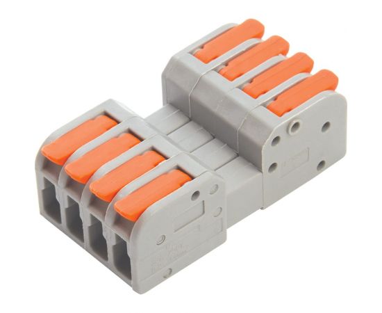Монтажная компактная клемма STEKKER для подключения фазных проводников, 4 контактные группы, LD221-424 39875 