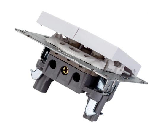 Двухклавишный выключатель UNIVersal серия афина, с/у, 10а, 220в, белый еврослот A0023 – изображение 2