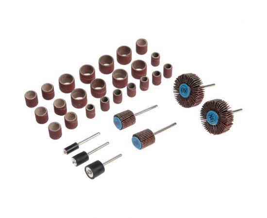 Набор мини-насадок для гравера, абразивные круги и рулоны, 3.2 мм, 30 шт ТУНДРА 7107473 – изображение 2