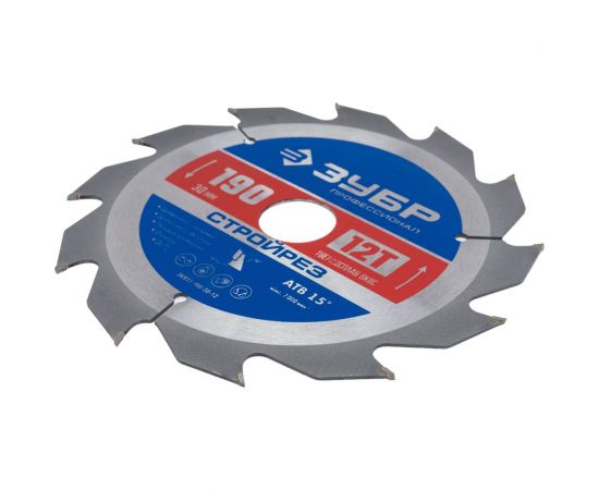 Диск пильный по строительной древесине ЗУБР Стройрез Профессионал 190х30 мм, 12Т 36931-190-30-12 – изображение 2