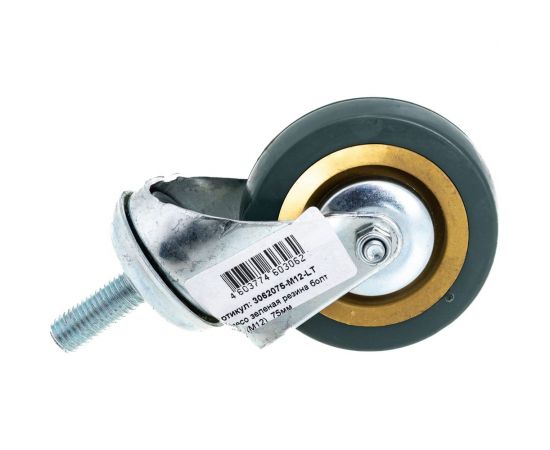 Колесо поворотное с болтом зеленая резина (М12; 75 мм) MFK-TORG 3062075-M12-LT – изображение 2
