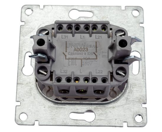 Двухклавишный выключатель UNIVersal серия афина, с/у, 10а, 220в, белый еврослот A0023 – изображение 3