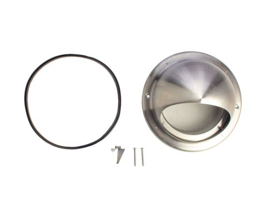 Выход стенной (уличный) из нержавеющей стали, решетка с козырьком, круглый, 125 мм, с антимоскитной защитной стальной сеткой Ecto-125 ARIUS 134729 – изображение 3