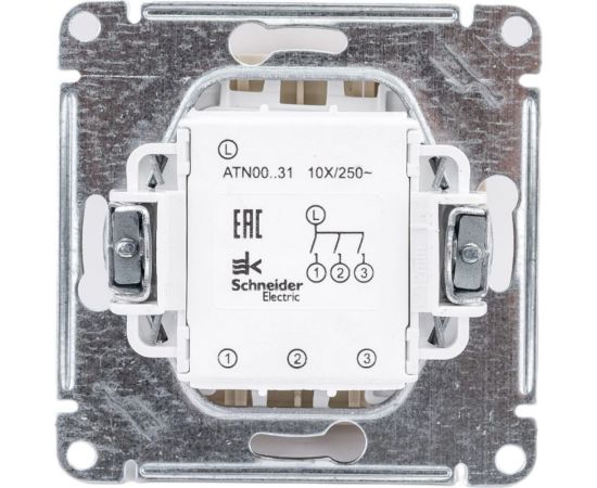 3-клавишный выключатель Schneider Electric AtlasDesign Бежевый сх.1+1+1, 10АХ, механизм SE ATN000231 – изображение 3