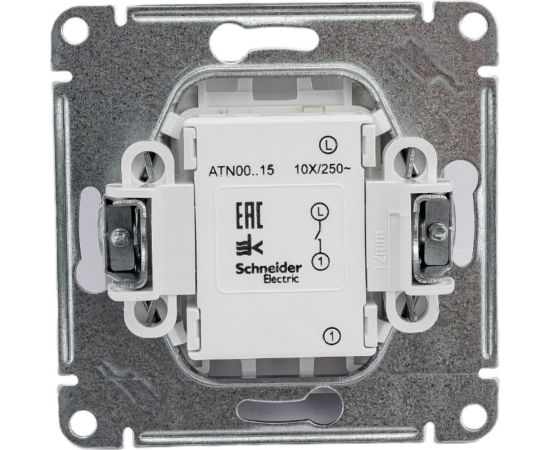 1-клавишный выключатель Schneider Electric AtlasDesign Белый с самовозвратом, сх.1, 10АХ, механизм SE ATN000115 – изображение 3