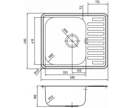 Мойка IDDIS strit s нержавеющая сталь, шелк 585x485 STR58SDi77 – изображение 3