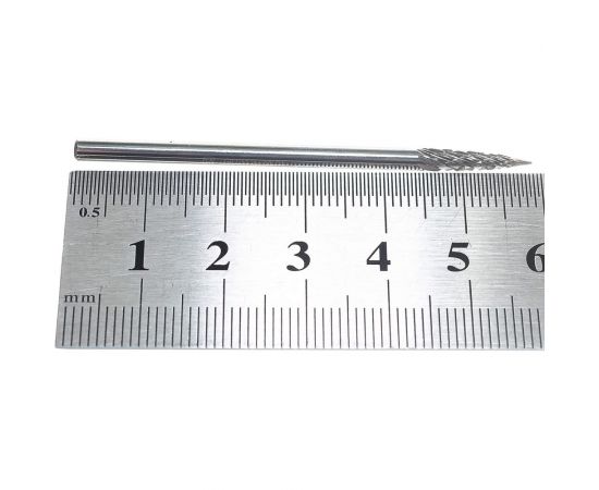 Борфреза твердосплавная гиперболическая с точечным торцом с двойной насечкой (3х12.7 мм; хвостовик 3 мм) ПНЕВМО-ТРЕЙД G0313-M03 – изображение 4