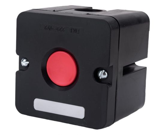 Пост управления Электротехник ПКЕ 222-1 У2, 10А, 660В, 1 элемент, красный цилиндр, накладной, IP54 ET519073 