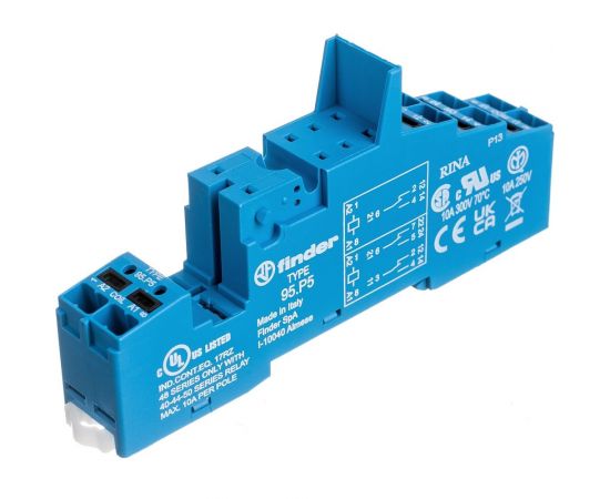 Розетка Finder с клеммами push-in для реле 40.51, 40.52, 40.61, 40.62, 44.52, 44.62 и мод, 95P5SMA 