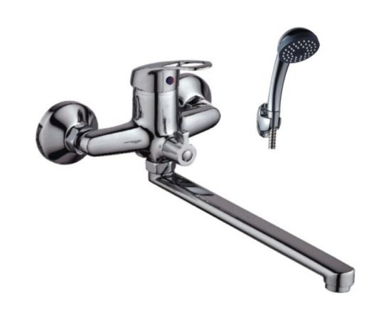 Универсальный смеситель Эверест с плоским прямым изливом и переключателем для душа B22-023 