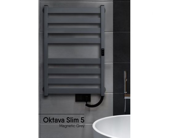 Полотенцесушитель INDIGO Oktava Slim 5 electro 80/50 таймер, скрытый монтаж, универсальное подключение R/L LСLOKS5E80-50MGRt 